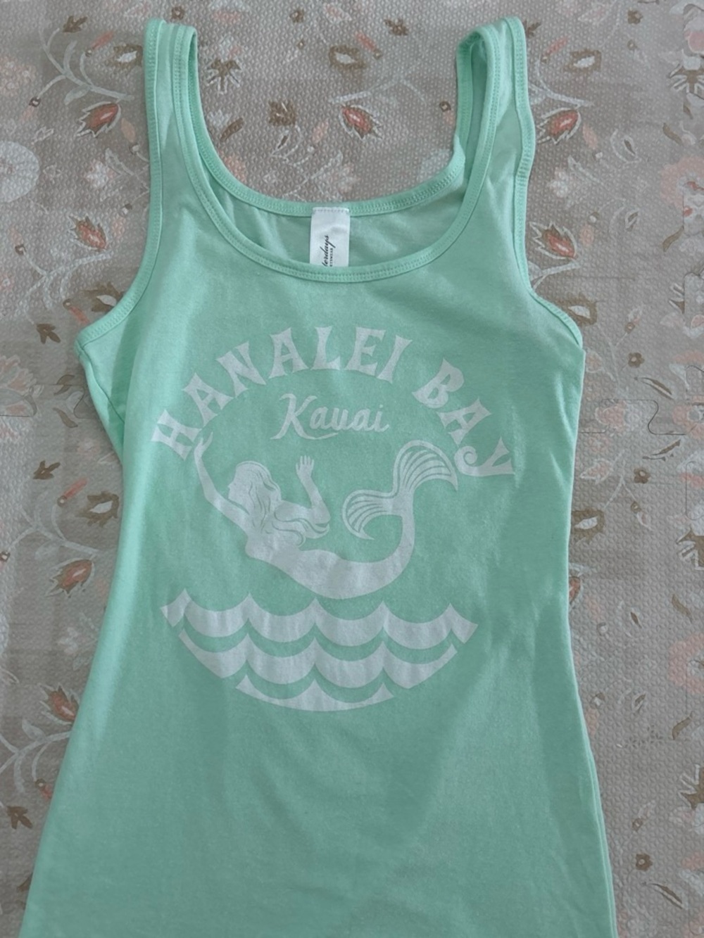 Mint Green Hanalei Bay Mermaid Tank Top - Kauai Print